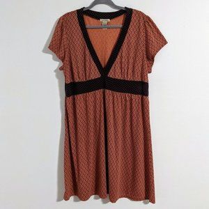 One Clothing Orange and Brown Short Sleeve Dress Size 3X